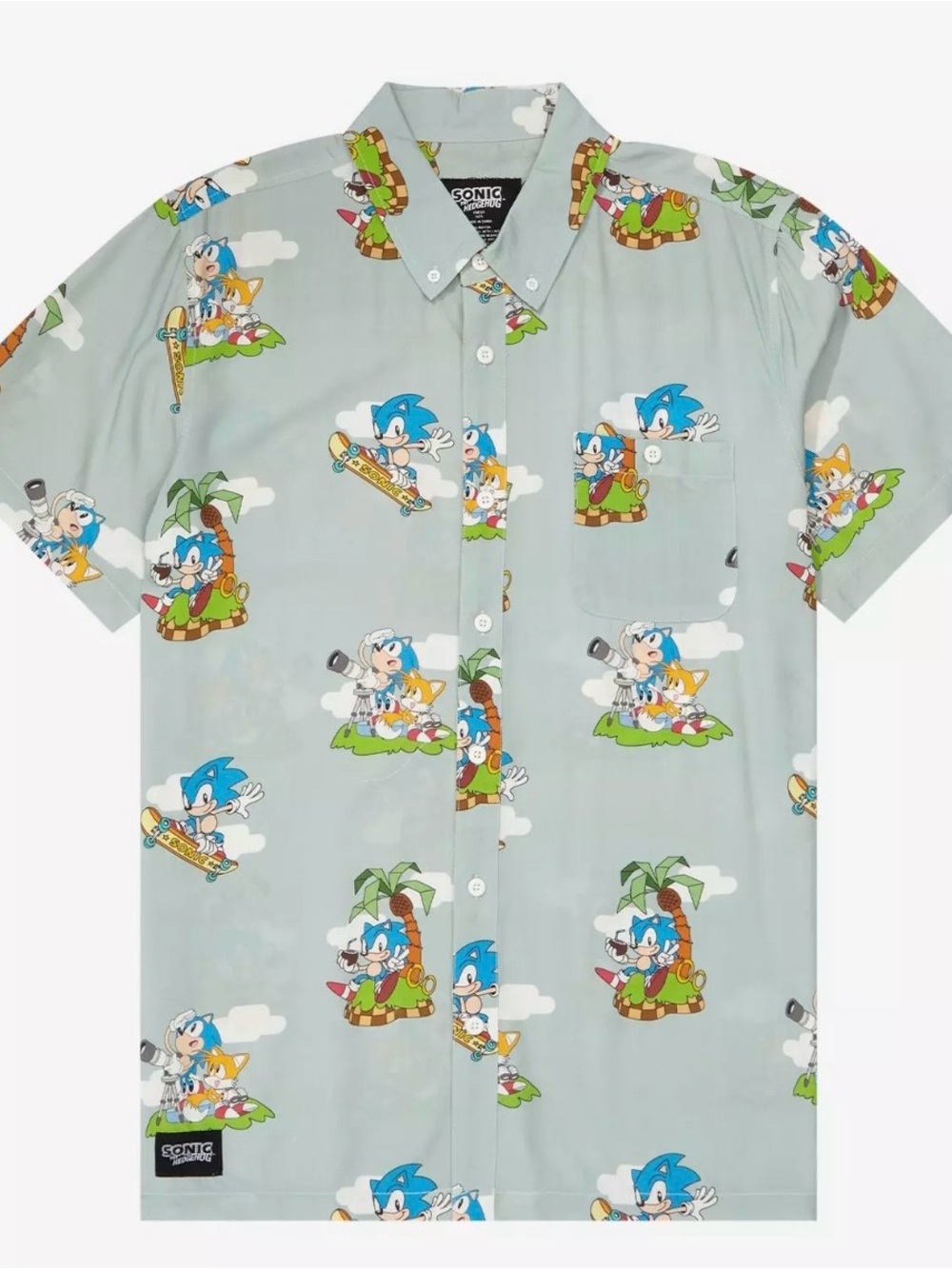 Sonic the Hedgehog Scenic Allover Print Woven Button-Up - BoxLunch Exclusive